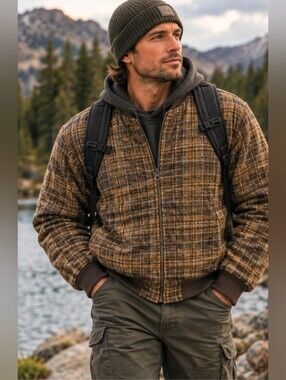 APT 9 Men’s Plaid BomberJacket XL NWT Wool Blend